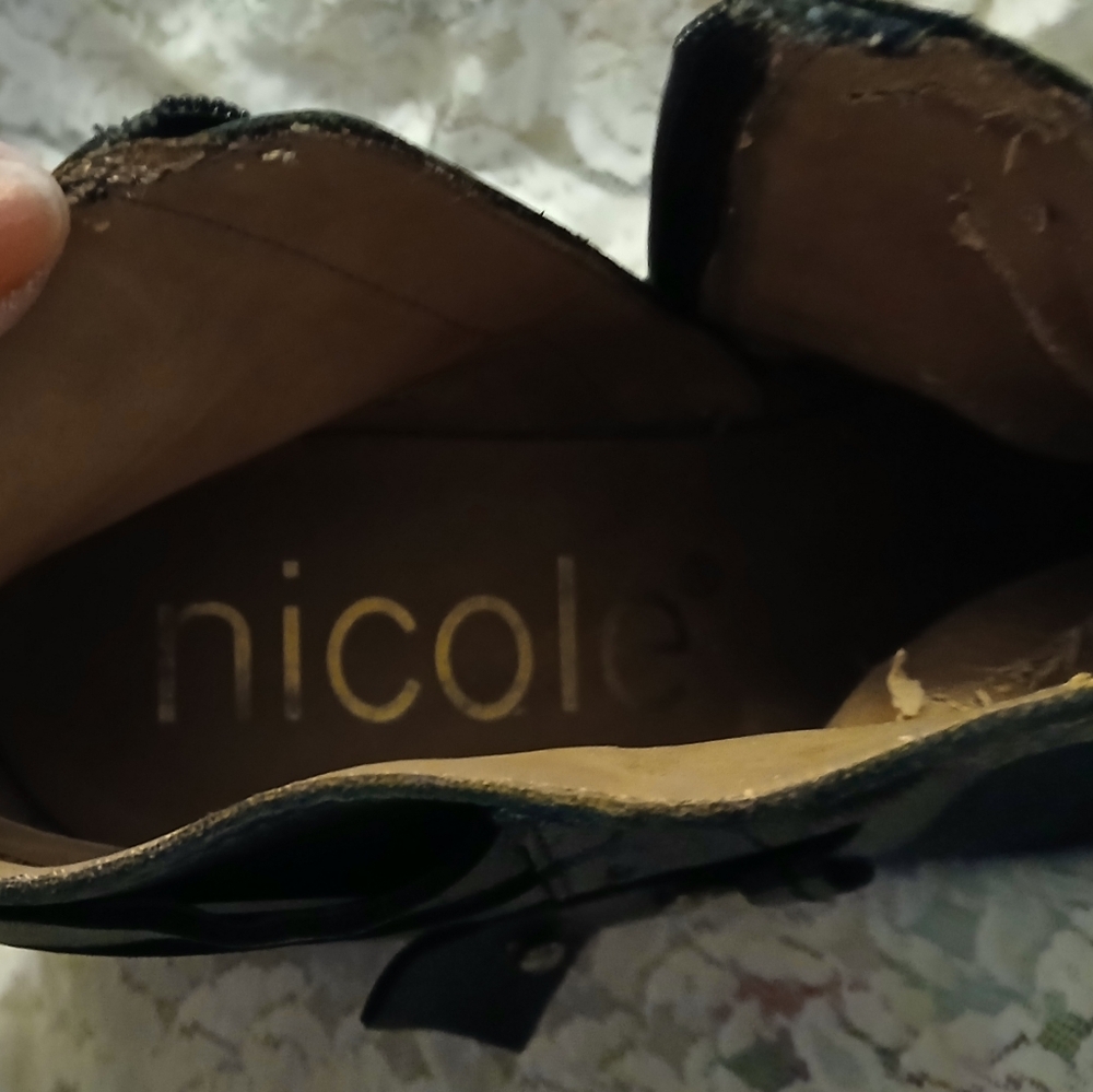 Nicole Black Leather Ankle Boots Zipper Side Sz 9 1/2M - Picture 9 of 10